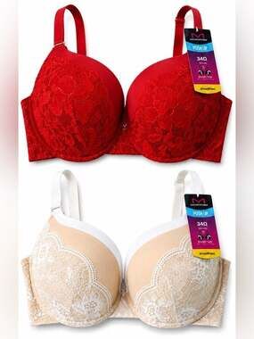 Maidenform Push-Up Bra Bundle 34D | Red & Nude Lace NWT
